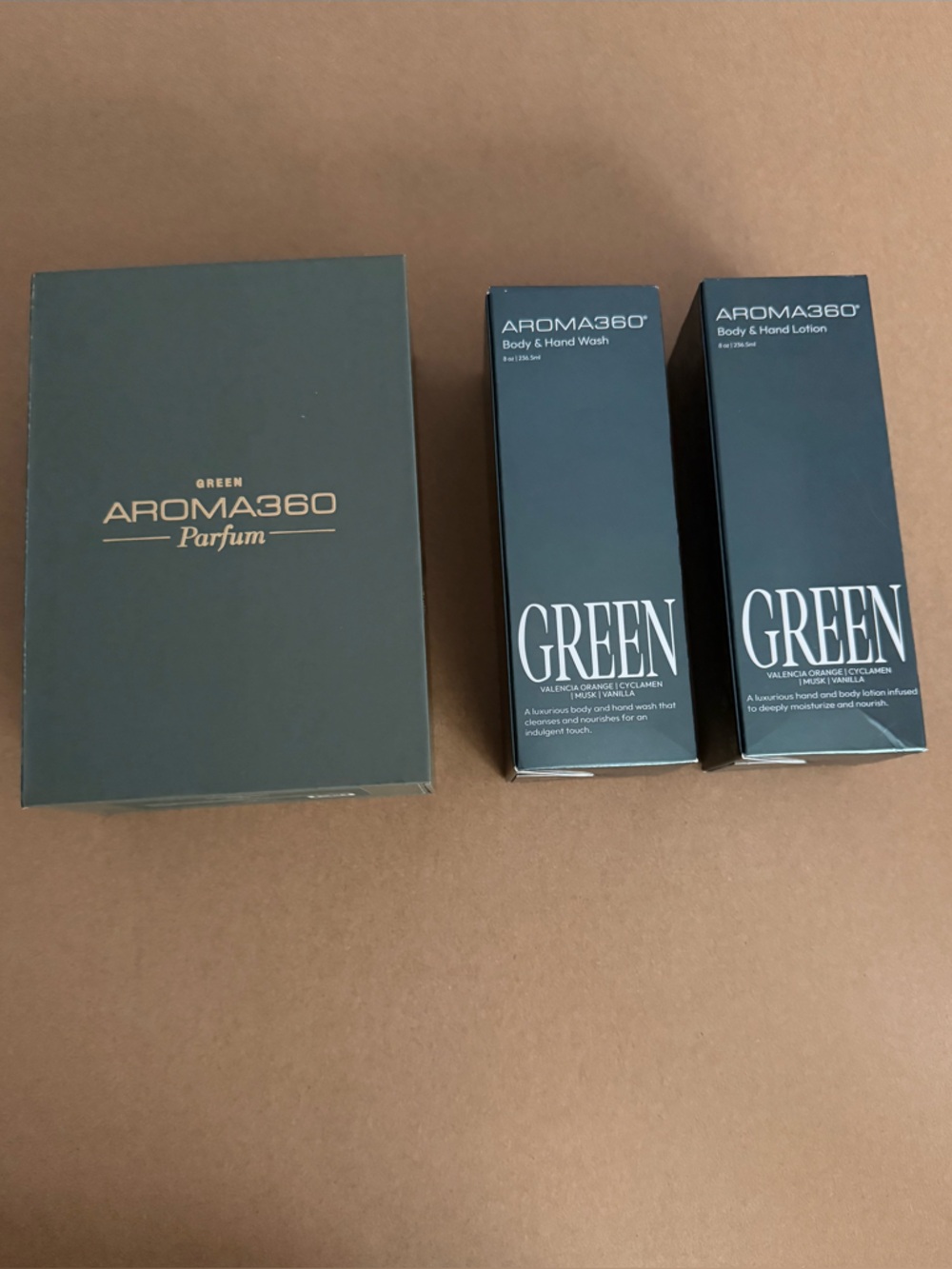 AROMA360 Green Parfum & Body Care Set - Deep Forest Green Packaging
